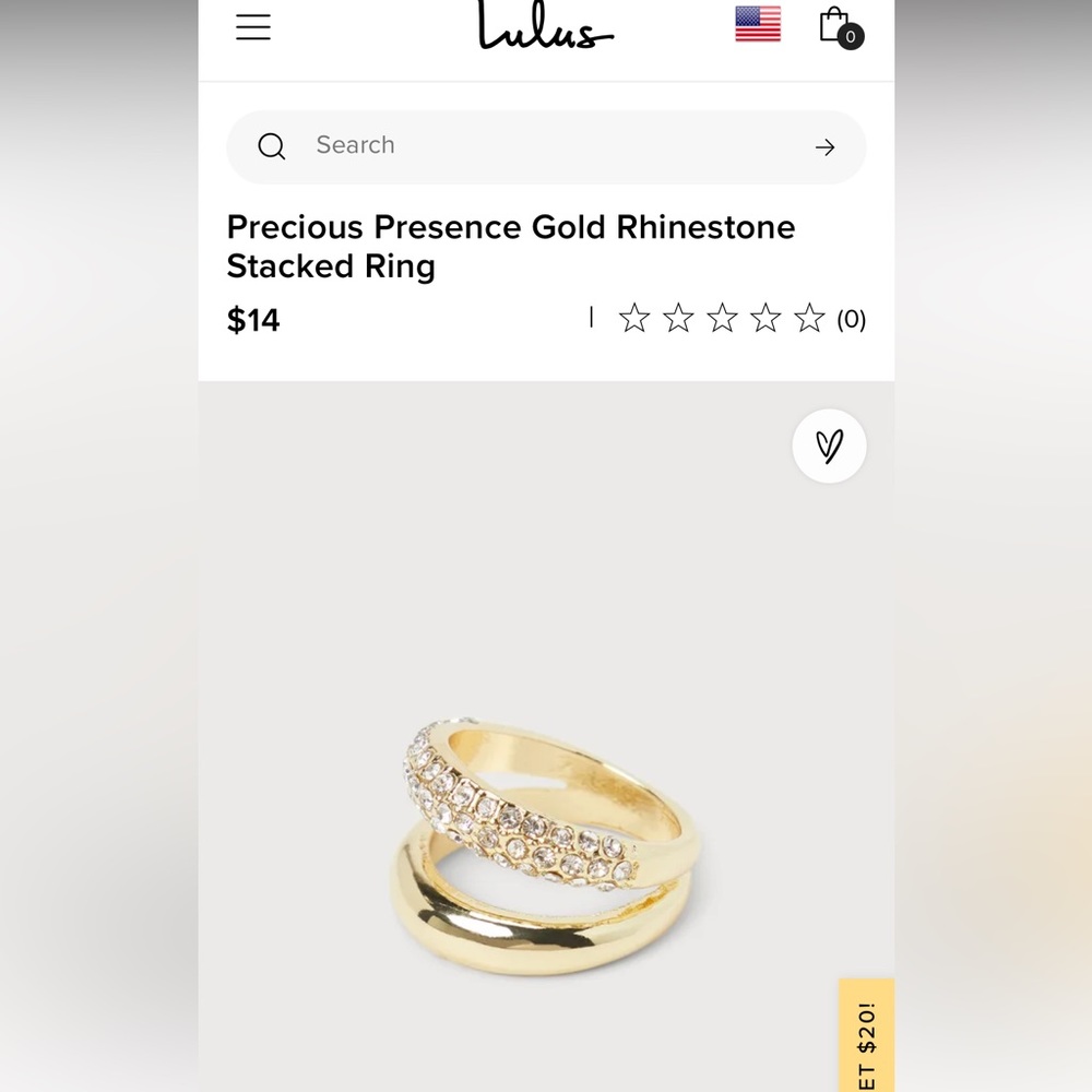 Gold Stacked Ring - NWOT/NWT Lulus Rhinestone